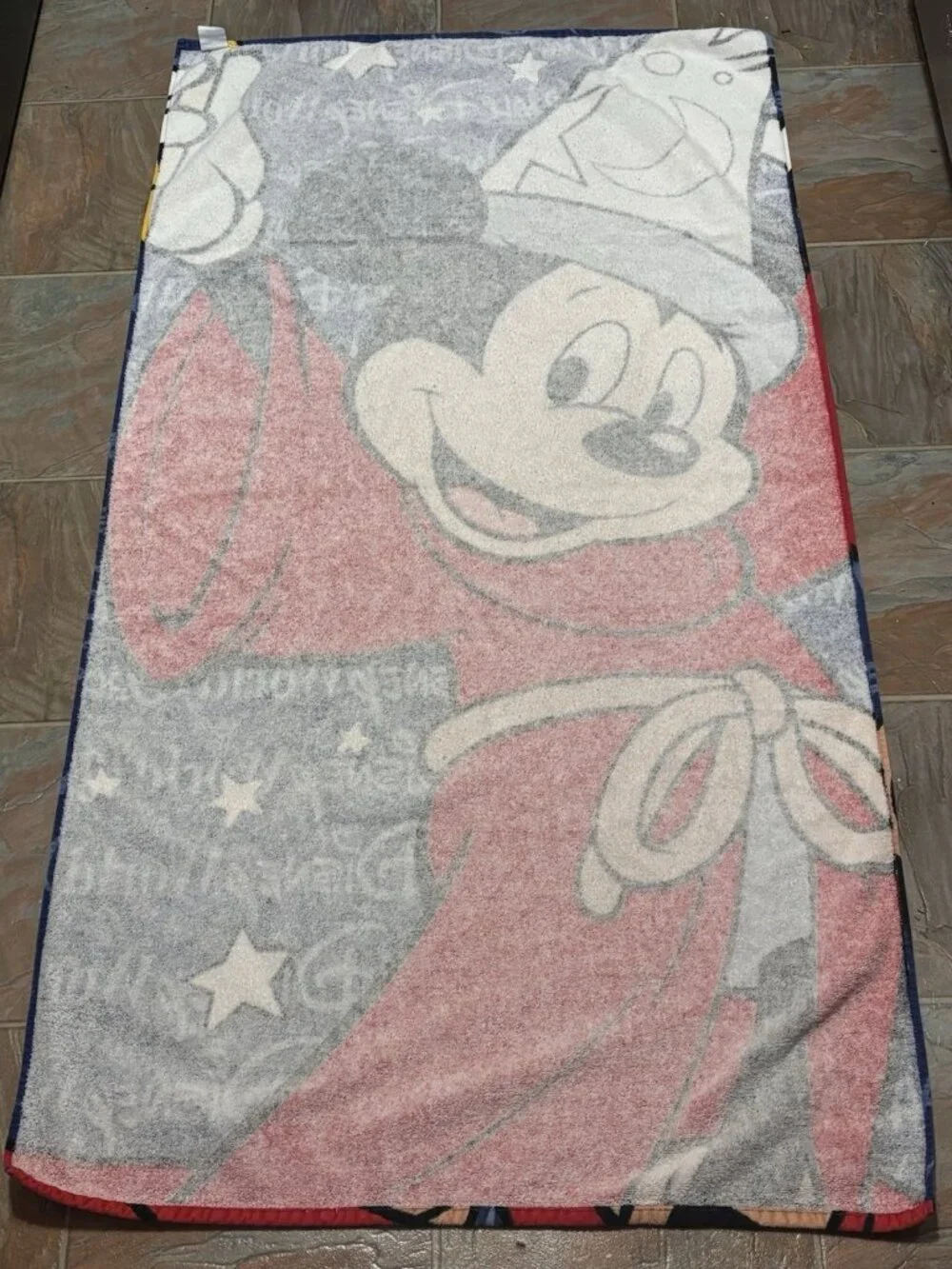 Vintage Walt Disney Exclusive Fantasia Mickey Mouse Beach Towel Made In Brazil